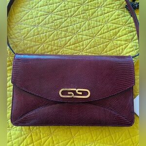 100% AUTHENTIC GUCCI Burgundy Vintage Handbag GG Logo Leather Real Designer!
